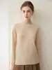 Nuevo suéter de cachemira pura para otoño e invierno, con dobladillo enrollado y cuello medio alto para mujer, jersey de punto ajustado, top de cachemira