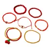Pulseras Transfronterizas Europeas y Americanas, Pulseras de Cuentas Rojas Cereza para el Día de San Valentín, Pulseras de Ojo de Cuentas de Semilla Creativas de Moda al por Mayor