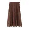 Venta al por mayor Primavera 2026 Nueva Ropa para Mujer Estilo Europeo y Americano Falda Midi Línea A de Lunares con Lazo de Perlas 26147