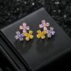Cor flor AAA gema incrustada Ruili brincos S925 esterlina brincos de prata requintado artesanato fábrica brincos diretos