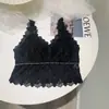 Chaleco de encaje puro estilo coreano para mujer, con tirantes en la espalda y almohadillas en el pecho, para primavera, como prenda interior o exterior, top ajustado para cubrir el pecho para mujer