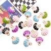 Estilo K de Colgante de Concha con Goteo de Aceite de 5 Colores DIY Accesorios de Joyería de Aleación Pendientes Colgante de Collar Serie Océano Pequeño Fresco