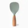 Em estoque: Colher de Arroz de Silicone, Resistente a Altas Temperaturas, Antiaderente, Autoportante, Grau Alimentício, Espátula para Servir Arroz com Cabo de Madeira
