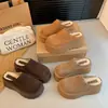 Zapatos Birkenstock de suela gruesa para mujer, calzado para exteriores, novedades Otoño/Invierno 2026, sin cordones, puntera cerrada, media zapatilla, zapatos cómodos, con forro de felpa, pantuflas peludas