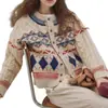 Suéter Doméstico para Mujer de Nuevo Estilo Personalizado para Otoño e Invierno, Suéter de Punto Fair Isle de Alta Gama para Celebridades de Internet, Suéter de Punto Casual Holgado para Mujer de Taobao