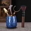 Accesorios para ceremonia del té Ébano seis caballeros clip para té cuchara para té herramienta para preparar té almacenamiento traje tubo para té madera maciza arte del té cero accesorios