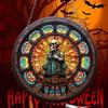 Nuevo colgante decorativo acrílico navideño de vidrio teñido con forma de calabaza de estilo redondo de Halloween transfronterizo