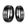 Anel Transfronteiriço Europeu e Americano de Aço Inoxidável 8/6mm de Largura Fosco Borda Dupla Chanfrada Anéis Simples de Casal Galvanizado a Vácuo Ouro 18K