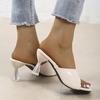 Nuevas zapatillas de tacón alto con cristales de comercio exterior europeo y americano para mujer, sandalias de moda con relieve y punta cuadrada francesa.