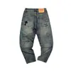 Jeans Americanos Retro de Comercio Exterior Transfronterizo para Hombre, Pierna Recta Holgada de Moda Calle Alta Graffiti Moda Versátil Pantalones Casuales