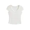 Top Chique para o Início da Primavera de 2026 com Decote V Roxo Elegante e Bonito, Corte Irregular Justo, Camiseta Base de Tricô Emagrecedora para Mulheres