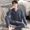 Pijama de modal para hombre Primavera y Otoño manga larga primavera y verano fino otoño e invierno talla grande Traje de ropa de casa para hombres jóvenes