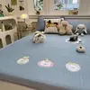 Conjunto de Três Peças de Matelassê Refrescante de Seda Etileno Grau A para Verão com Bordado de Grãos de Gelo, Matelassê Macio com Ar Condicionado, Estilo Lençol com Elástico, Lavável à Máquina