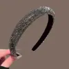 Diadema elegante de estilo europeo y americano, totalmente de diamantes, ultrabrillante, diadema ancha de moda y versátil, lujo ligero, accesorio para el cabello único y moderno de celebridad de internet