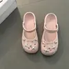 Zapatos perforados de estilo caricatura lindos para mujer, Moda Verano 2026, Suela gruesa, Antideslizantes, Sandalias Mocasín Mary Jane de punta cerrada