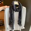 Lenço fino plissado com estampa de leopardo retrô estilo americano para mulheres, início do outono de 2026, xale longo estilo vintage, moderno