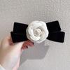 Broche de camelia estilo coreano, lazo de terciopelo vintage, estilo fragante, alfiler de ramillete, lazo para cuello, accesorios florales para mujer