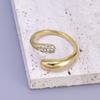 J01 Venta al por mayor, diseño de estilo europeo y americano, anillo geométrico de circón con sentido del diseño, anillo abierto de estilo frío para mujer