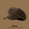 Boina Clásica de Gamuza de Alta Textura para Mujer Otoño e Invierno Vintage Combinable Gorra Duckbill Newsboy Estilo Coreano Gorra de Pintor para Cabeza Grande