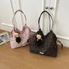 Comércio exterior cordão fábrica de origem retrô 2026 estampa de leopardo bolsa de ombro única com cordão bolsa de mão de tecido bolsa de armazenamento de tecido