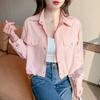 Ropa de Trabajo Moda Chaqueta Protección Solar Top Verano 2025 Nuevo Casual Corto Versátil Camisa de Manga Larga para Mujer Verano