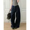 Jeans de Diseño de Lunares Azules Estilo Americano para Mujer, Nuevo Modelo 2026, Pantalones de Pierna Ancha, Estilo Casual Perezoso, Pantalones Largos hasta el Suelo