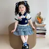 Conjunto de Verão para Meninas Judy Coelho Policial Saia e Calça Conjunto de 2 Peças Fashionável Novo Estilo de Verão para Meninas