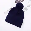 Gorro con Pompón, Circunferencia de Cabeza Grande, Gorro de Punto Acrílico de Color Sólido, Gorro de Punto Estilo Europeo y Americano, Gorro de Punto Liso con Pompón