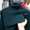 Suéter de punto de cuello medio para otoño e invierno, suéter casual amigable con la piel, camiseta básica para hombre, jersey de punto con cuello camisero, cálido y de corte holgado