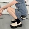 Zapatos Pequeños de Cuero para Dedo Gordo del Pie para Mujer Verano 2022 Nuevos Zapatos de Mujer sin Cordones Versátiles Zapatos Negros de Suela Gruesa Planos Loafers