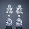 Brincos Rakol Europeus e Americanos Exquisitos Criativos de Gota d'Água Pétala para Mulheres Micro-Incustados Zircônia Aaa Moda Versátil Brincos de Noiva