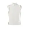 Nova camiseta de verão estilo americano para mulheres, gola alta curta, manga curta, estilo "garota apimentada", top cropped, acinturado, slim fit, justo que valoriza a silhueta
