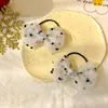 Grampo de cabelo super fada com laço de rede infantil estilo coreano para meninas pequenas, fresco, com bolinhas, lateral, estilo princesa ocidental, grampo de cabelo, adorno de cabeça