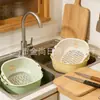 Cesta Escurridora de Plástico para Lavar Frutas y Verduras, Color Sólido Dibujo Animado Herramienta de Cocina Multifuncional para Uso Doméstico, Control de Agua, Unisex