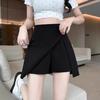 Falda Negra de Talle Alto con Abertura para Mujer Tallas Grandes, Falda de Verano Adelgazante que Cubre el Vientre con Diseño Único
