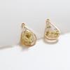 Estilo japonés y coreano romántico incrustado flor eterna lámina de oro gota colgante redondo transparente diy joyería aretes collar accesorios