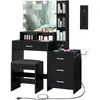 Tocador Estilo Europeo con Gabinete de Almacenamiento Integrado, Mesa de Maquillaje Marrón con Espejo, Moderno y Sencillo, Venta al por Mayor de Fábrica