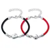 Pulsera de cuerda roja para pareja corazón hombres y mujeres un par de pulsera con letras estudiantes novias coreanas para enviar regalos de novia al por mayor