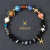 AliExpress Promoção Imperdível Pulseira Oito Planetas Doze Constelações Pedra Fosca Pulseira de Contas Pulseira Planeta 12 Constelações