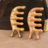 Pente de Massagem de Sândalo, Pente de Sândalo Dourado para Massagem de Meridianos e Pontos de Acupuntura, Pente Universal de Sete Dentes para Cabeça, Ombros e Pescoço Gua Sha
