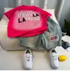 Conjunto de Verano Estilo Urbano para Niños 2026 Ropa de Verano Nueva, Genial y Elegante para Niños Conjunto de Dos Piezas con Top de Manga Corta para Bebé Moderno