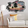 Pegatinas de Pared Estéreo 3D con Vista al Mar Transfronterizas para Sala de Estar y Dormitorio, Revestimiento y Decoración de Paredes, Pegatinas de Póster, PVC Autoadhesivo