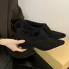 Mocasines de tacón alto con punta para mujer, para otoño e invierno, con forro de felpa, diseño retro de bosque y tacón oculto