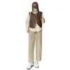 Pantalones Harem de Nueve Puntos Primavera/Verano para Mujer Delgados Versátiles Casuales Sueltos Tipo Zanahoria Cintura Alta Adelgazantes Perezosos Rectos de Pierna Ancha