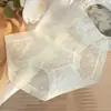 Ropa interior sexy semi-transparente de encaje de seda helada para mujer, con entrepierna antibacteriana de seda, transpirable, estilo fino de verano, refrescante y fresca