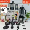 Licuadora 8 en 1 Licuadora de Acero Inoxidable Máquina de Cocina Multifuncional Máquina de Batidos Picadora de Carne Extractor de Jugos