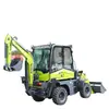 Excavadora Multiusos con Capacidad de Excavación Frontal y Trasera, Excavadora Hidráulica con Ruedas y Accesorios Intercambiables