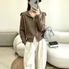 Cardigan de tricô com gola marinha, venda quente transfronteiriça, zíper, trança, cor sólida, top solto, top versátil, estilo preguiçoso
