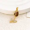 Colgante de Tulipan con Piedra Ojo de Gato para Mujer, Diseño de Nicho, Versátil y de Gama Alta, Accesorios para Joyería DIY que No se Desvanecen