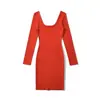 Ins estilo europeo y americano transfronterizo 2026 nueva moda elegante para mujer al por mayor vestido de manga larga con cuello en U grande para el trabajo vestido largo para mujer